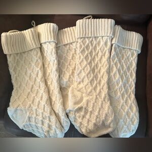 Pair of Large Cream Knit Christmas Stockings
